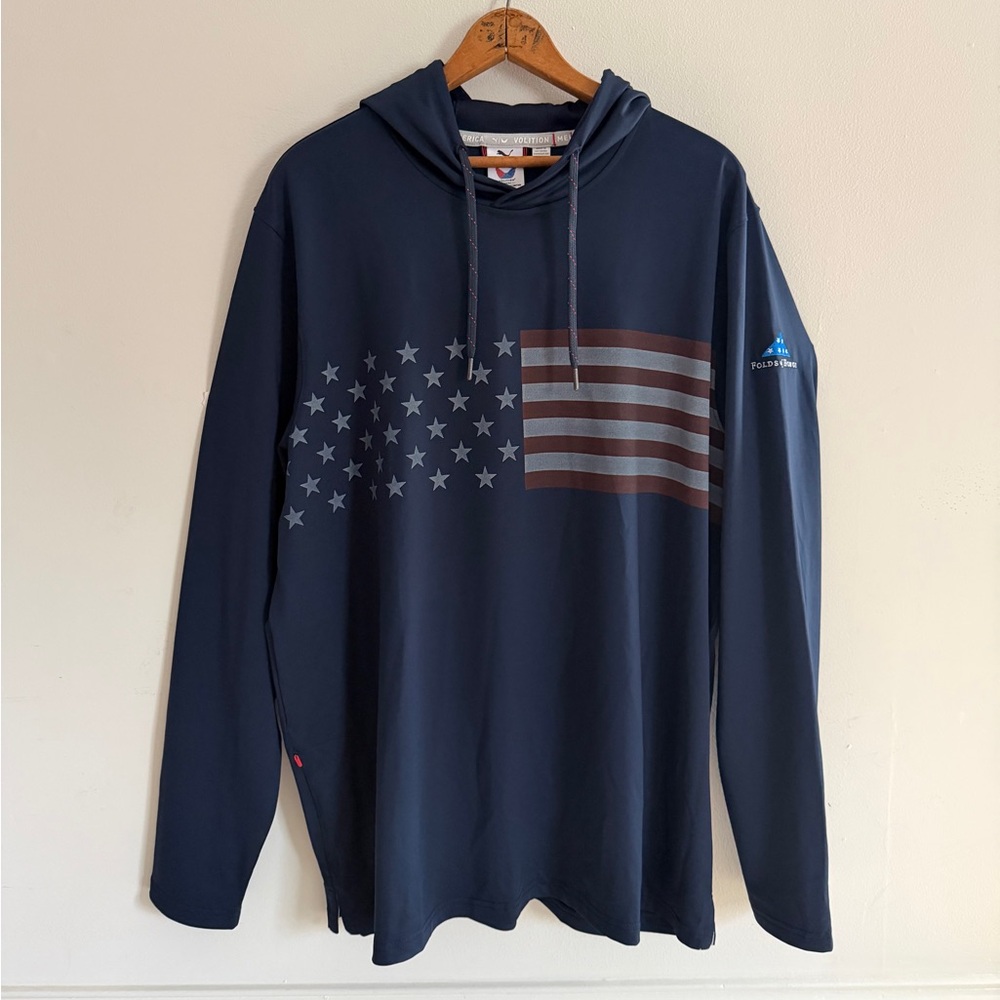 PUMA Volition Flag Hoodie Folds Of Honor Mens Large Navy Golf Pullover Patriotic